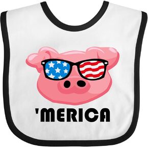 inktastic Merica Pig Baby Bib