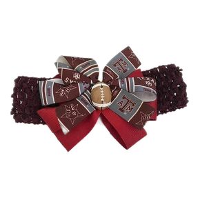 Texas A&M Baby Girl Boutique Bow Crocheted Headband Fits newborn to adult