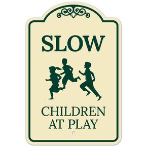 Slow Children at Play with Childrens Graphic Décor Sign, Green Light, 12x18 Inches, ACM, Fade Resistant, Made in USA