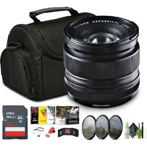 Fujifilm XF 14mm F/2.8 R Lens + Case Lens Soft + 32GB بطاقة ذاكرة + طقم تصفية 3 قطعة محترف ، 58 مم + محفظة بطاقة الذاكرة + المزيد