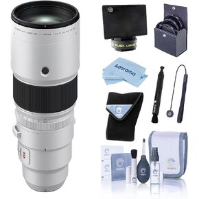 Fujifilm XF 500mm f/5.6 R LM OIS WR عدسة ، حزمة مع مجموعة مرشح 95 مم ، لف العدسة ، ظلال العدسة ، مجموعة تنظيف ، منظف قلم العدسة وقماش الألياف الدقيقة
