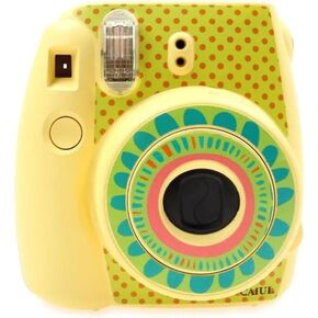 Fujifilm Mini 9/8 ملصق جسم مزخرف الكاميرا - عباد الشمس/النقاط الوردية الصفراء