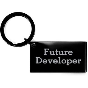 Funny Developer Keychain Gifts from Friends for Valentine's - Inspirational Quote Engraved Stainless Steel Keychain for Future Developer
