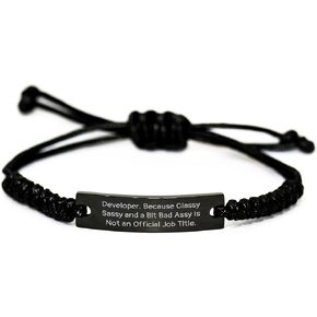 Developer Gifts: Classy Sassy and A Bit Fearlessy Adjustable Rope Bracelet, Valentine's Unique Gifts from Men to Developer