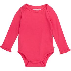 RuffleButts Baby/Toddler Girls Knit Long Sleeve Ruffle Layering Bodysuit with Snaps