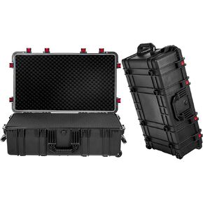 Waterproof Rolling Hard Case 35 x 20.5 x 12 Inch, Equipment Case with Foam/Wheels/ 3 Large Handles for Camera, Tool, Electronics Transport, Shockproof, Lockable, Inner 31.5" x 17.9" x 7.8"