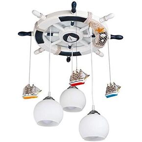 Mediterranean Retro Rudder Children's Room Pendent Lights Creative Kid's Room Lamp Fashion Bedroom Lamp Chandelier