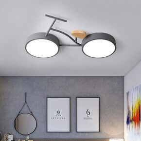 Machine led Children's Room dimmable Ceiling lamp, Wooden Acrylic lampshade Wrought Iron Creative Design Decorative lamp, boy and Girl Bedroom Kindergarten Chandelier