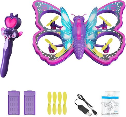 Mini Drone for Adults, Remote Control Butterfly Drone with LED Lights, RC Quadcopter with 3D Flip, Headless Mode, Altitude Hold, 2 Batteries, Small Flying Toys Drones for Beginners, Boys & Girls in Saudi Arabia