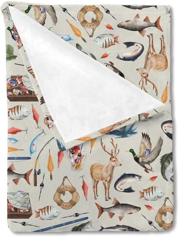 Vintage Hunting Fishing Baby Blanket for Girl Boy Fishing Hunting Deer Ducks Receiving Blanket Hunting Animal Flannel Swaddle Blanket for Nursery Stroller Toddler Newborn Crib Bed Blanket 30x40 in Kuwait