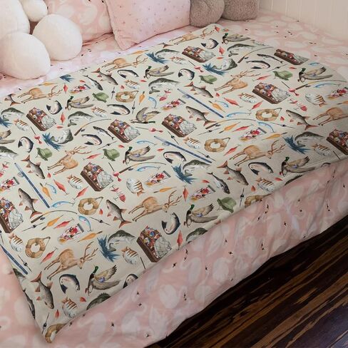 Vintage Hunting Fishing Baby Blanket for Girl Boy Fishing Hunting Deer Ducks Receiving Blanket Hunting Animal Flannel Swaddle Blanket for Nursery Stroller Toddler Newborn Crib Bed Blanket 30x40 in Kuwait