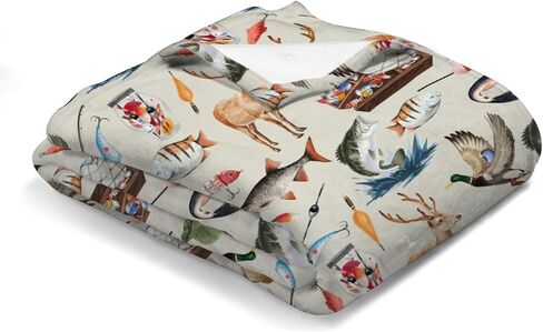Vintage Hunting Fishing Baby Blanket for Girl Boy Fishing Hunting Deer Ducks Receiving Blanket Hunting Animal Flannel Swaddle Blanket for Nursery Stroller Toddler Newborn Crib Bed Blanket 30x40 in Kuwait