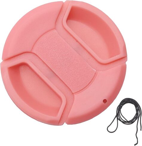 3 Pack 37/40.5/43/46/49/52/55/58/62/67/72/77/82/86mm Center Pinch Lens Cap Cover +Anti Loss Rope Red Blue Yellow White Pink Green Front Lens Cap Compatible with 49mm Cameras (Pink,49mm) in Saudi Arabia