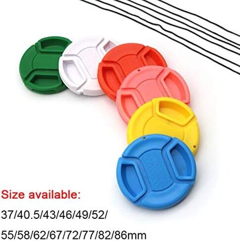 3 Pack 37/40.5/43/46/49/52/55/58/62/67/72/77/82/86mm Center Pinch Lens Cap Cover +Anti Loss Rope Red Blue Yellow White Pink Green Front Lens Cap Compatible with 49mm Cameras (Pink,49mm) in Saudi Arabia