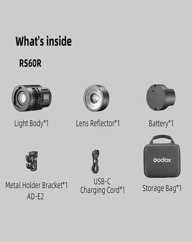 Godox RS60Bi 60W Bi 2800K- 6500K Color LED Light Provides Creative Lighting Control with Multiple Modes, Including CCT, HSI,RGBW, and FX. in Kuwait