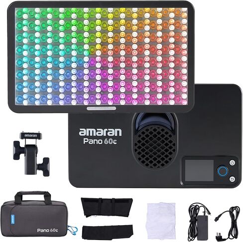 Amaran Pano 60C RGBWW Video Panel Light,Color Temperature 2500K-7500K,60W,CCT 2,300K-10,000K,12 Lighting Efects,App Control,Support USB-C PD,with Softboxes and Carrying Case (Amaran Pano 60c) in Saudi Arabia