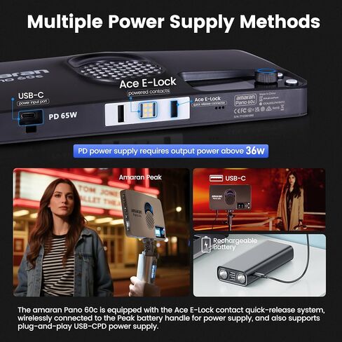 Amaran Pano 60C RGBWW Video Panel Light,Color Temperature 2500K-7500K,60W,CCT 2,300K-10,000K,12 Lighting Efects,App Control,Support USB-C PD,with Softboxes and Carrying Case (Amaran Pano 60c) in Saudi Arabia