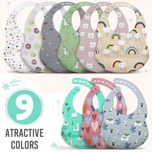 BPA-Free Silicone Baby Bibs with Travel Case, Toddlers Boys/Girls, Large Pocket, Adjustable, Toddlers 6-48 Months in Saudi Arabia