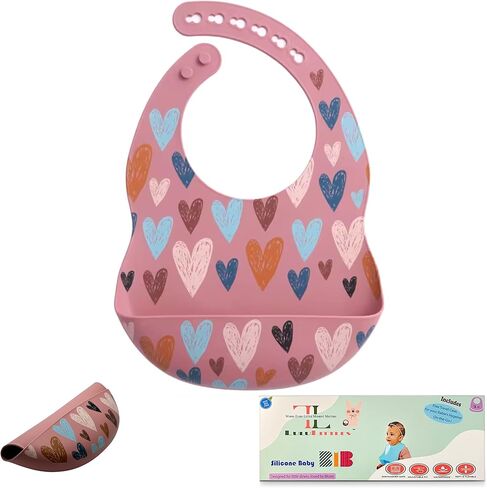 BPA-Free Silicone Baby Bibs with Travel Case, Toddlers Boys/Girls, Large Pocket, Adjustable, Toddlers 6-48 Months in Saudi Arabia
