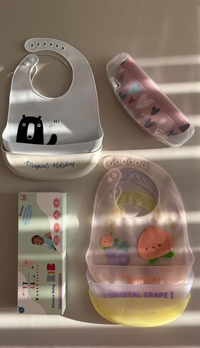 BPA-Free Silicone Baby Bibs with Travel Case, Toddlers Boys/Girls, Large Pocket, Adjustable, Toddlers 6-48 Months in Saudi Arabia