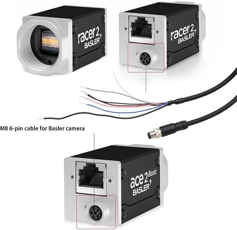 M8 for Basler Camera ace 2 V, Boost R, Racer 2 S, Vision System Sensor Industrial Automation Control, 6 Pin A-Coded, Shielded, 5m in Saudi Arabia
