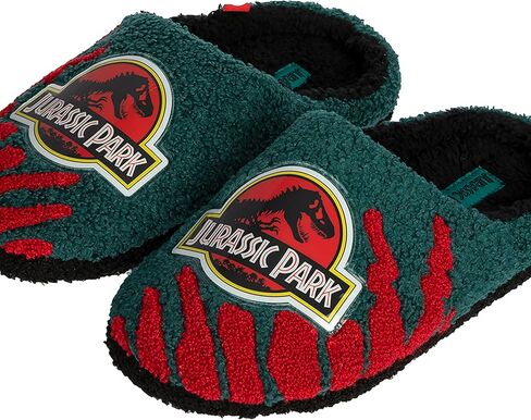 Bioworld Jurassic Park Logo Blue Fuzzy Slippers in Saudi Arabia