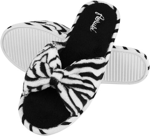 Chic Comfy Ultra Soft Faux Fur Luxurious Plush Interior Open Toe Women's Slippers for Home, Garden, Spa, Indoors-Outdoors in Kuwait