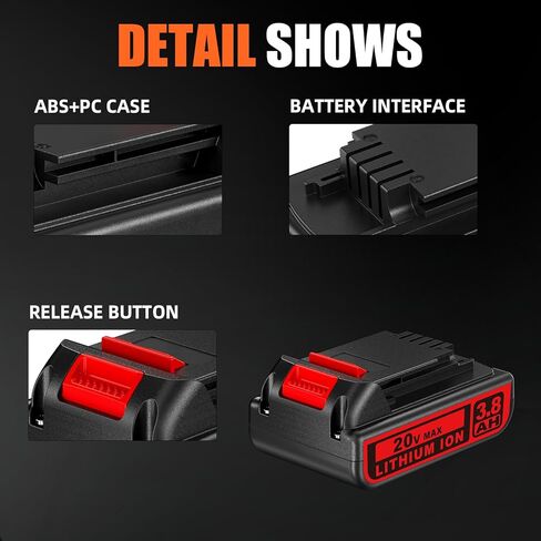 2pack 3.8ah 20v استبدال للبطارية السوداء و Decker 20V Li-ion بطارية LBXR20 متوافقة مع بطارية أسود و Decker 20V لأداة الطاقة in Saudi Arabia
