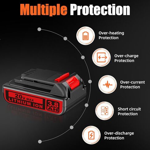2pack 3.8ah 20v استبدال للبطارية السوداء و Decker 20V Li-ion بطارية LBXR20 متوافقة مع بطارية أسود و Decker 20V لأداة الطاقة in Saudi Arabia