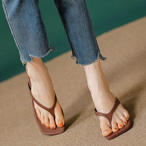 Women's Kitten Heels Sandals Square Open Toe Flip Flop Heels Slip Summer Dressy Wedding Pumps Heeled Sandals in Kuwait