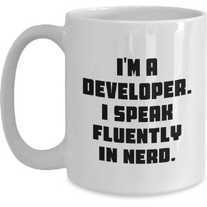 Developer Gifts From Friends For Valentine's Unique White Coffee Mug I'm A Developer I Speak Fluently In genius.
