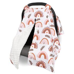 Baby Car Seat Cover, Breathable Infant Carseat Cover for Summer Peekaboo Opening Car Seat Canopy Cover, Nursing Cover for Baby Boys Girls (Pink Floral)