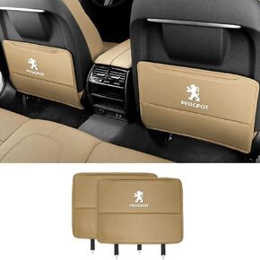 Custom 2PCS Car Kick Mats Back Seat Protector for Peugeot 308S 2015-2016, Automotive Leather Back Seat Protector with Storage Bag, Interior Car Accessories,D-Red