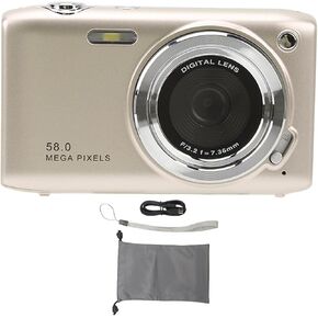 Digital Camera, Digital Camcorder for Photography, Smart Camera with 2.88 inch Screen, 58MP 4K HD 16x Zoom Fixed Focus Macro Timing (Gold)
