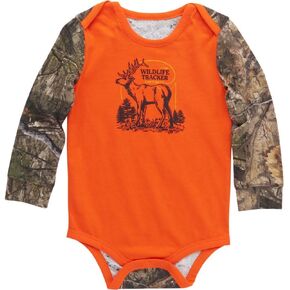 Carhartt Kid's CA6571 Long-Sleeve Deer Bodysuit - Boys - 3 Months - Mossy Oak® Country DNA