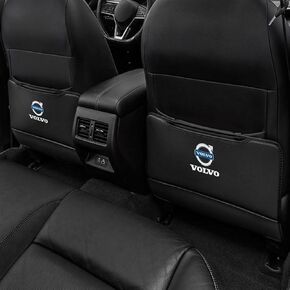 Custom 2PCS Car Kick Mats Back Seat Protector for Volvo S60 2020-2023, Automotive Leather Back Seat Protector with Storage Bag, Interior Car Accessories,A-Black