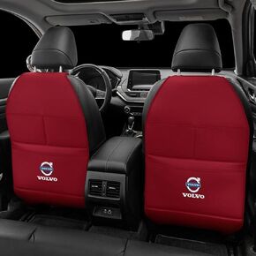 مخصص 2PCS حصيرة الركلة الحصير الخلفي لمقعد Volvo S90 2016-2023 ، واقي مقعد خلفي للسيارات مع حقيبة تخزين ، وملحقات للسيارات الداخلية ، C-Red