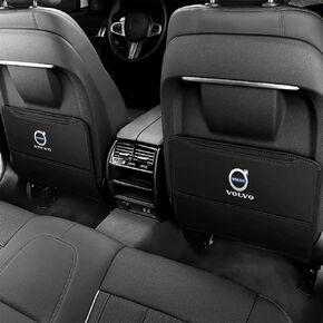 Custom 2PCS Car Kick Mats Back Seat Protector for Volvo EX30 2023-2024, Automotive Leather Back Seat Protector with Storage Bag, Interior Car Accessories,A-Black