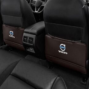 Custom 2PCS Car Kick Mats Back Seat Protector for Volvo V50 2004-2012, Automotive Leather Back Seat Protector with Storage Bag, Interior Car Accessories,B-Brown