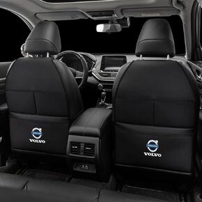 Custom 2PCS Car Kick Mats Back Seat Protector for Volvo S80 2006-2016, Automotive Leather Back Seat Protector with Storage Bag, Interior Car Accessories,A-Black