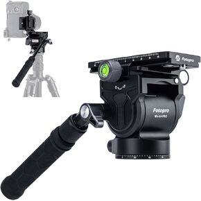 Fotopro Aluminum Video Fluid Head with Handle, Heavy Duty Vertical Horizontal Shooting Camera Tripod Head with Sliding QR Plate for DSLR Cameras Camcorders, Max Load 5kg/11 lbs, MH-6A Pro