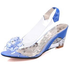 Fashion Stylish Wedge Fretwork Flat Heel Sandals Casual Shoes Sexy Transparent Color Ladies Shoes