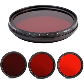 Adjustable Infrared X-ray Lens Filter 530/590/630/680/720/750 nm for 46 49 52 55 58 62 67 72 77 82 mm Digital SLR Cameras(55mm)