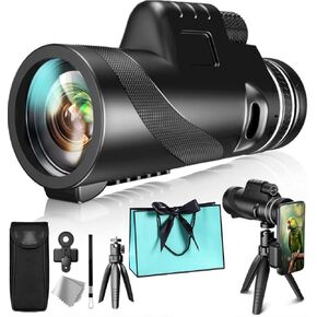 10×42 HD Stscope360 Monocular, Stscope360 Monocular Set High Powered, Portable HD Night Vision Long Range with Phone Adapter & Tripod for Bird Watching Sports Hiking Traveling (Black,80×100)