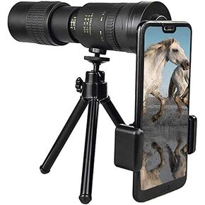 Ultra Hd, 4K 10-300X40mm Telephoto Zoom Monocular Telescope - Compact Waterproof Telescope with Smartphone Adapter Tripod Suit for Adult Bird Watching Outdoor Travel Seeing