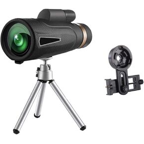 Portable Binoculars High Power 10x50 Monocular Telescope Compact with High BAK4 Prism Lens Monocular with Smartphone Adapter and Tripod for Bird Watching Traveling Sightseeing