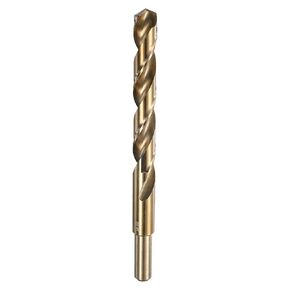 HARFINGTON Twist Drill Bit 15/32" Dia High-Speed Steel 6542 Reduced Shank 6" Overall Length with Gold Polished Surface for Drilling Hard Metals, Stainless Steel, Alloy Steel