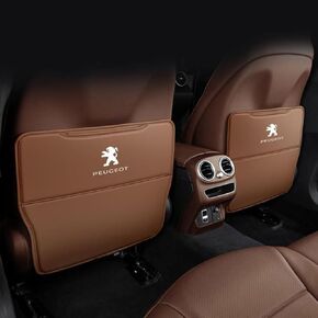Custom 2PCS Car Kick Mats Back Seat Protector for Peugeot 508 2019-2024, Automotive Leather Back Seat Protector with Storage Bag, Interior Car Accessories,B-Brown