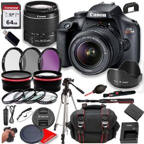 Canon Rebel T100 (EOS 4000D) DSLR Camera W ef-S 18-55mm f/3.5-5.6 Zoom Lens + Case + 64GB Memory (28pc Bundle) (تم تجديده)