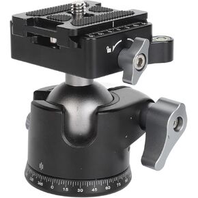Tripod Ball Head 360° Rotatable Panoramic Load Bearing with Quick Release Plate Ball Head for Camera, Lower Center of Gravity, Precision Bubble Level, Compact Size, Dual U Slot